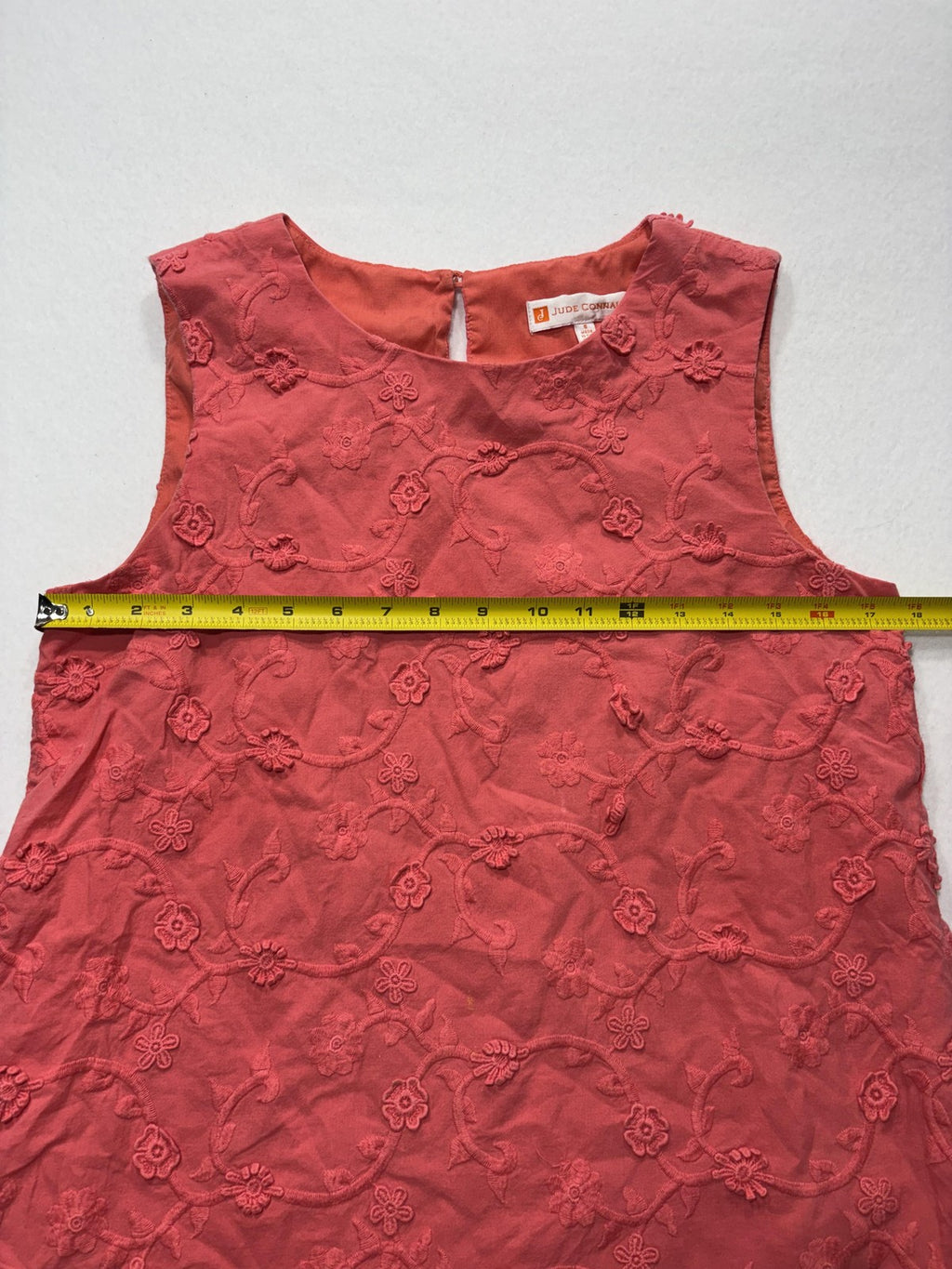 Jude Connally Dress Womens 8 Pink Floral Embroidered Sleeveless Shift