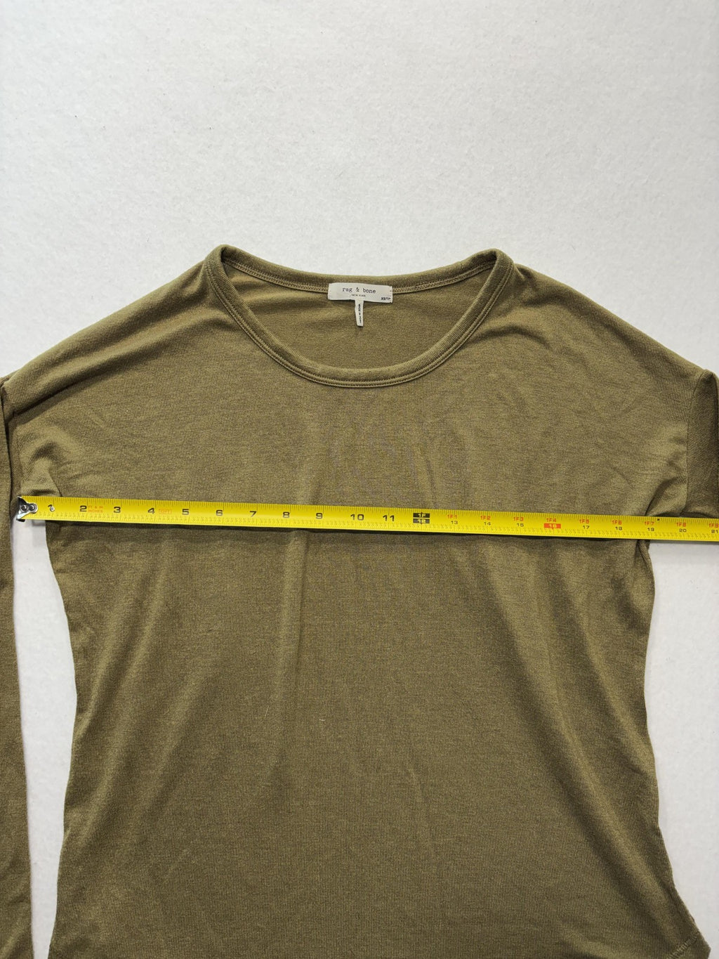 Rag & Bone Shirt Womens XS Green Crew Neck Long Sleeve Jersey Basic Tee