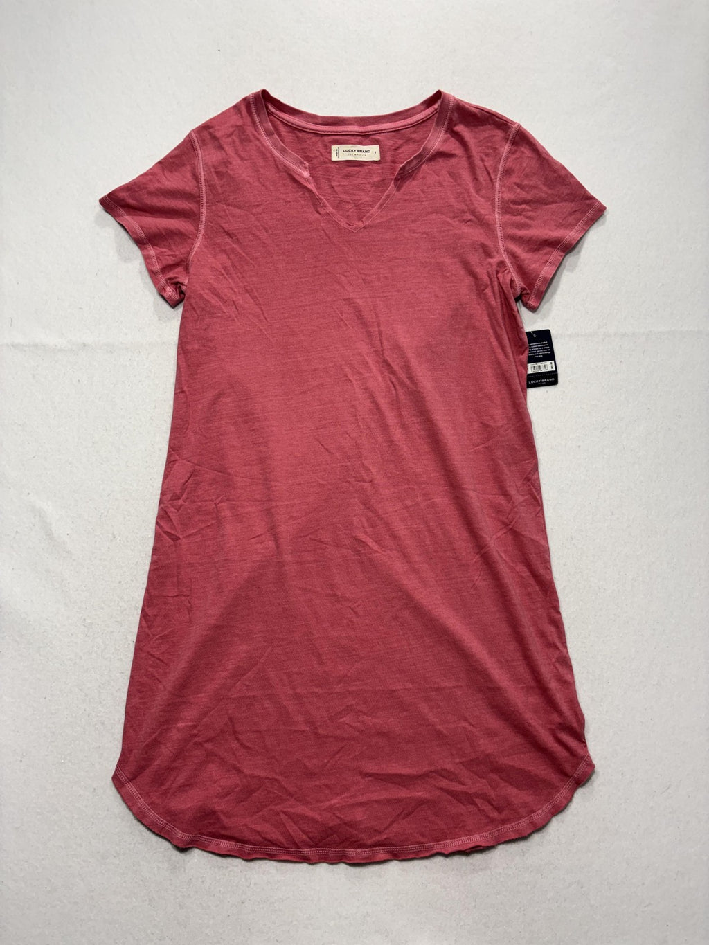 Lucky Brand T-Shirt Dress Womens Small Pink V Neck Short Sleeve Jersey Casual