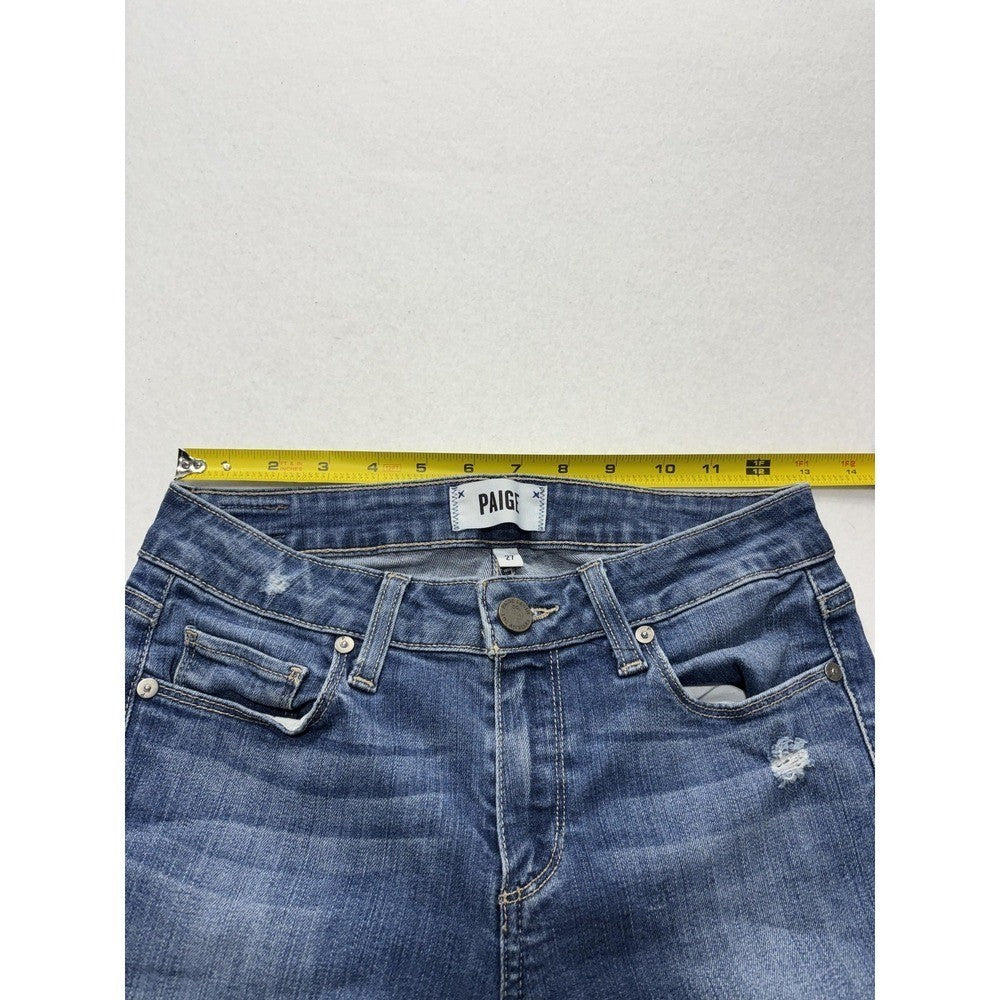 Paige Verdugo Ultra Skinny Jeans Womens 27 Blue Distressed 28x28.5 Stretch