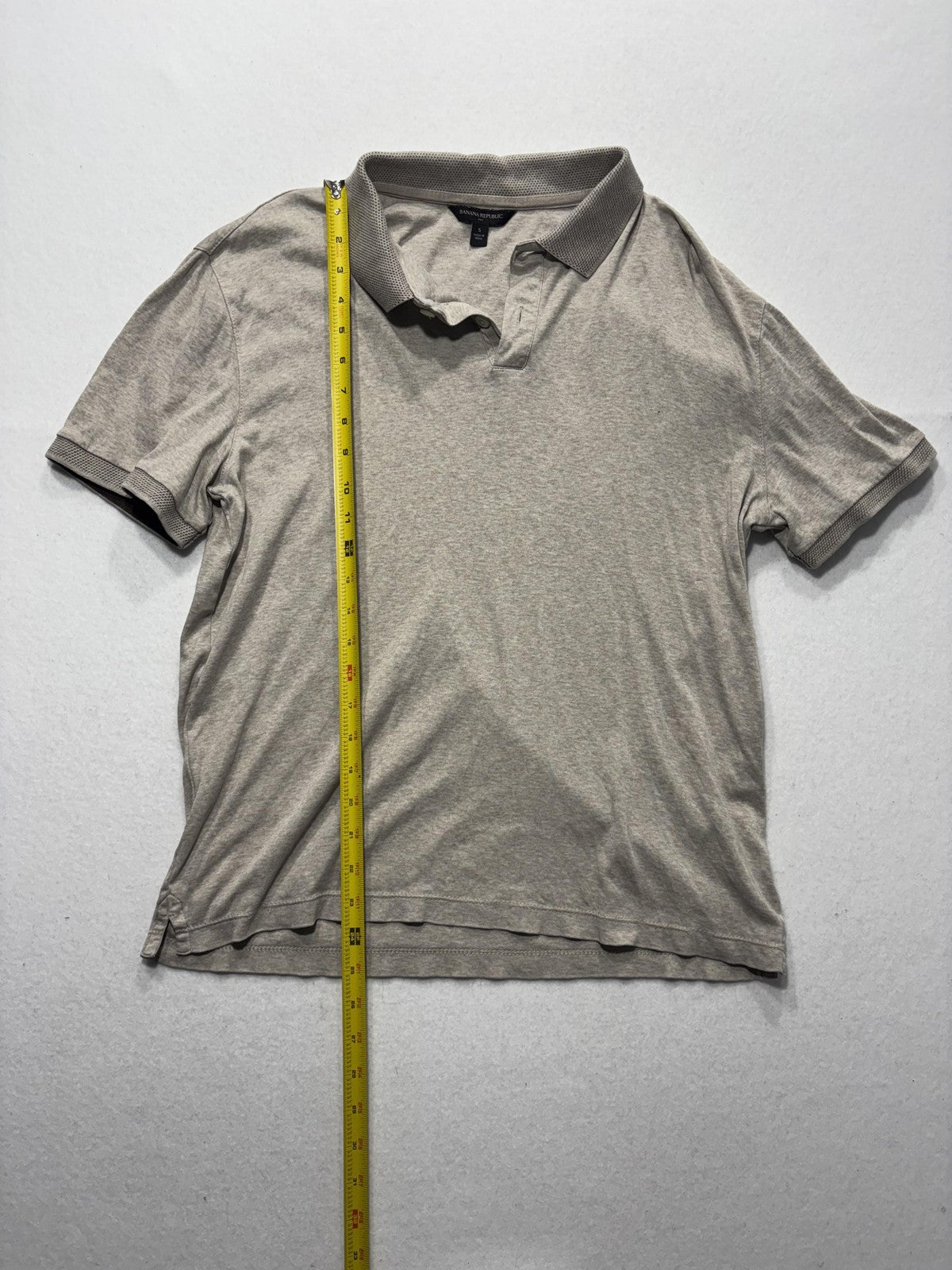 Banana Republic Polo Shirt Mens Small Gray Short Sleeve Jersey Cotton Casual