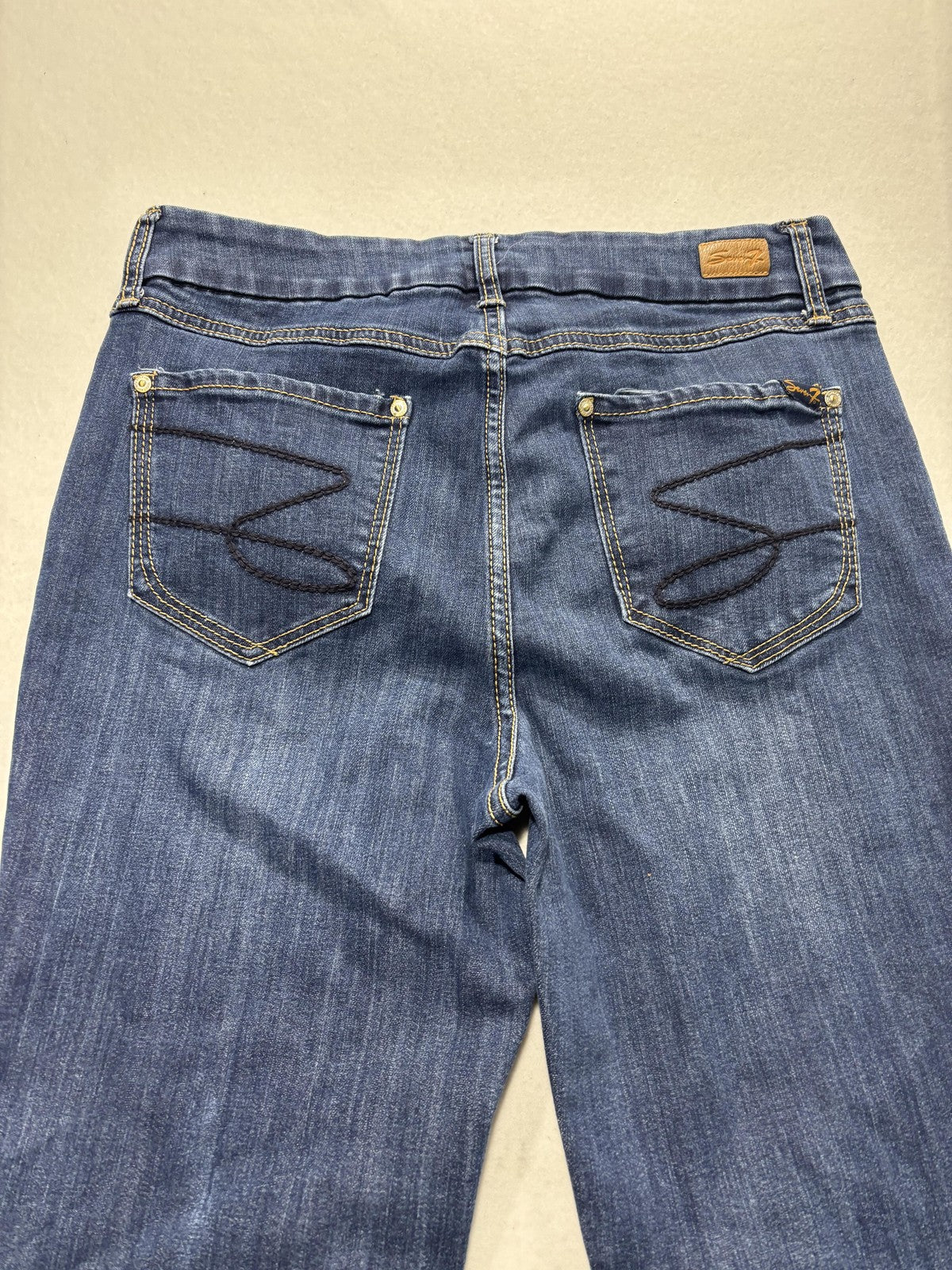 Seven7 Jeans Womens 16 Blue Medium Wash Mid Rise Straight Stretch 34x31