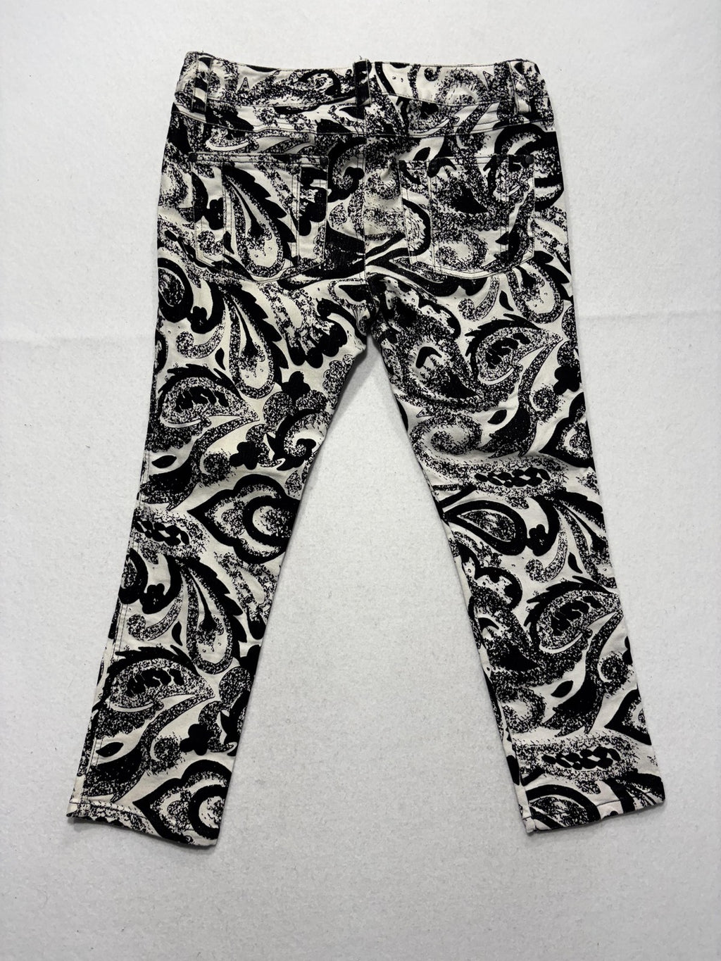 Alice + Olivia Jeans Womens 30 Black Paisley Mid Rise Cropped Slim Denim 30x24