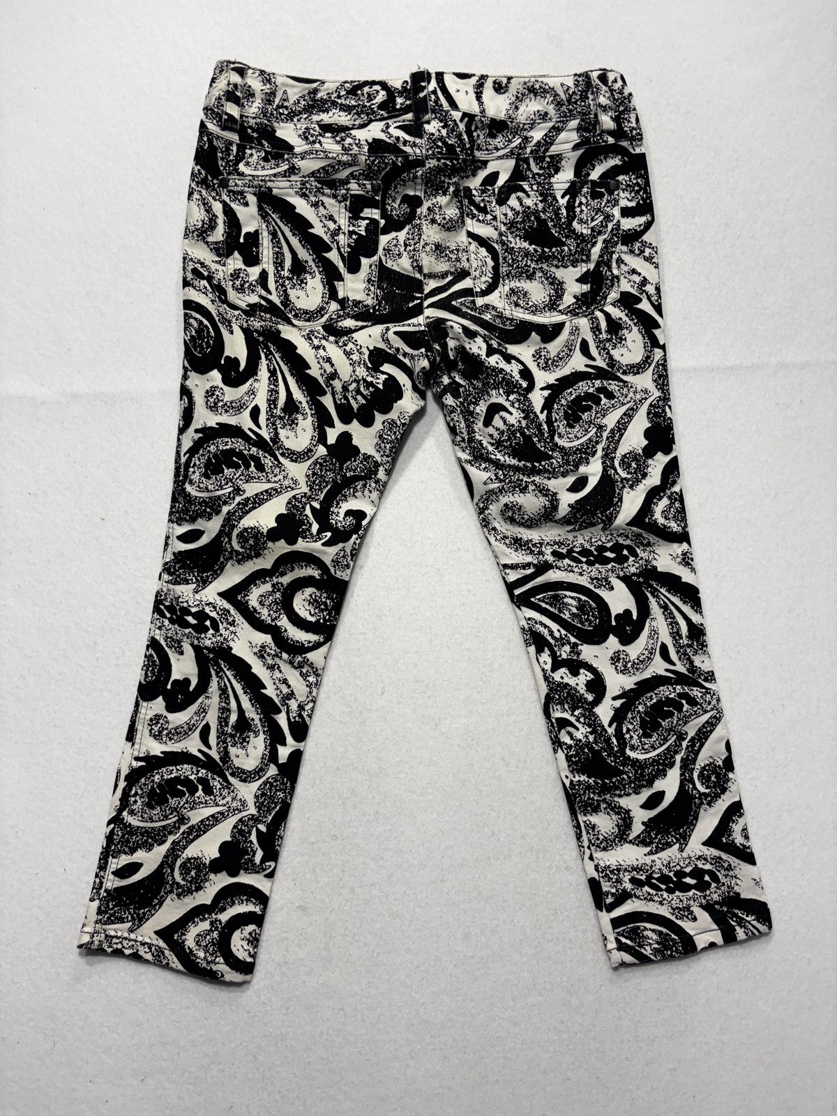 Alice + Olivia Jeans Womens 30 Black Paisley Mid Rise Cropped Slim Denim 30x24