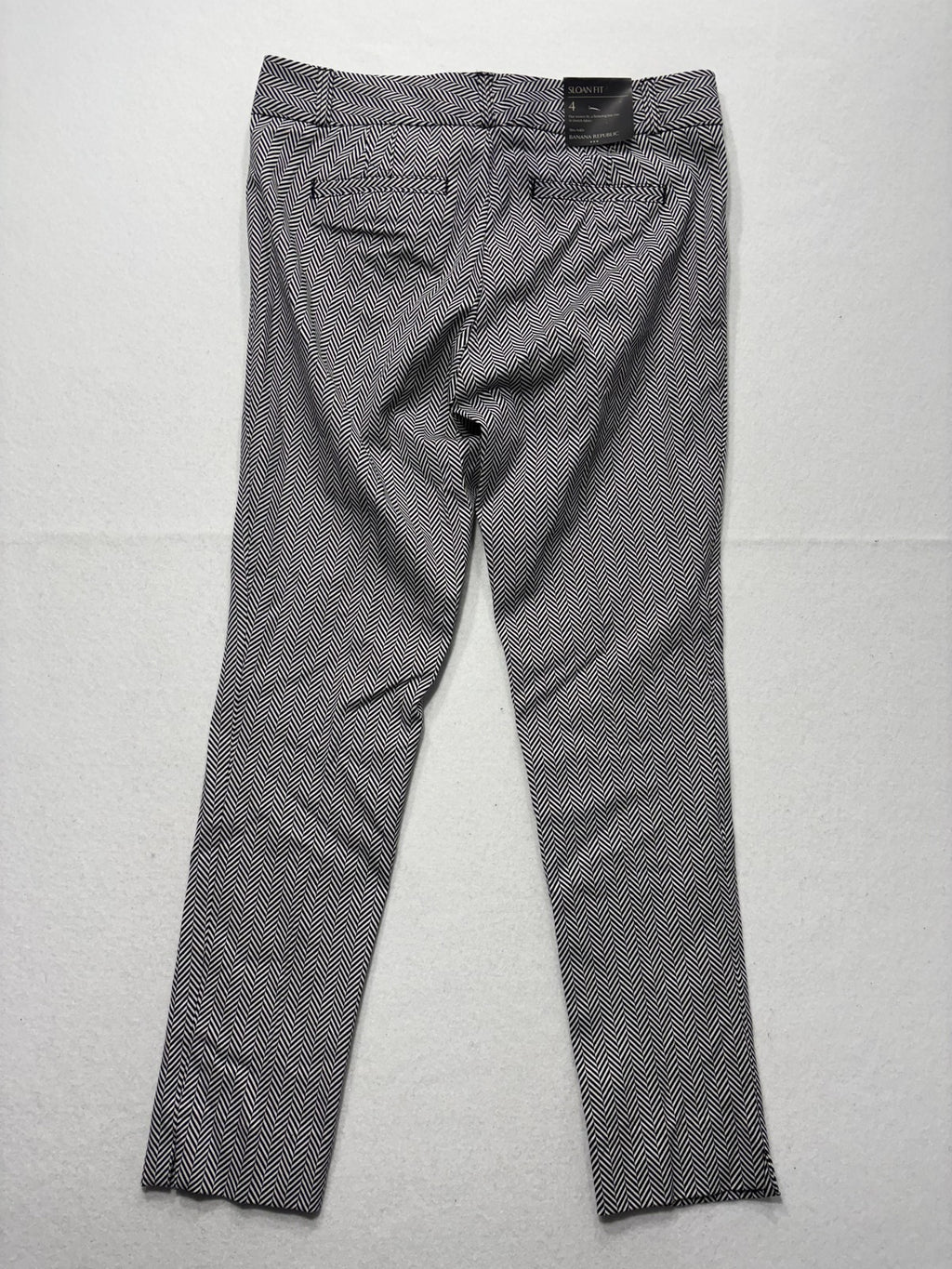 Banana Republic Dress Pants Womens 4 Black White Herringbone Sloan Slim Ankle
