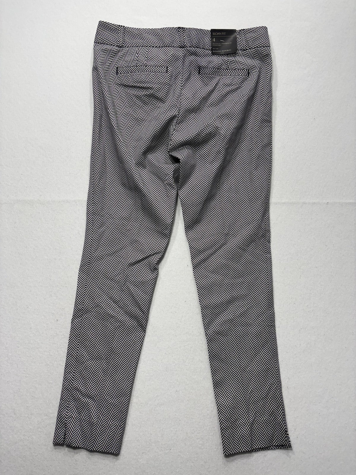 Banana Republic Dress Pants Womens 4 Black White Herringbone Sloan Slim Ankle