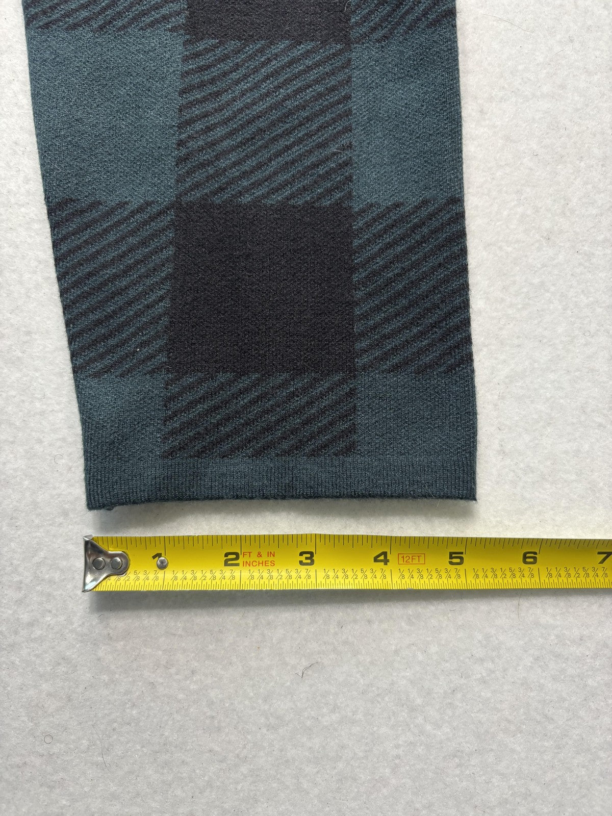 Anne Klein Sweater Womens XL Green Plaid Mock Neck 3/4 Sleeve Knit Pullover