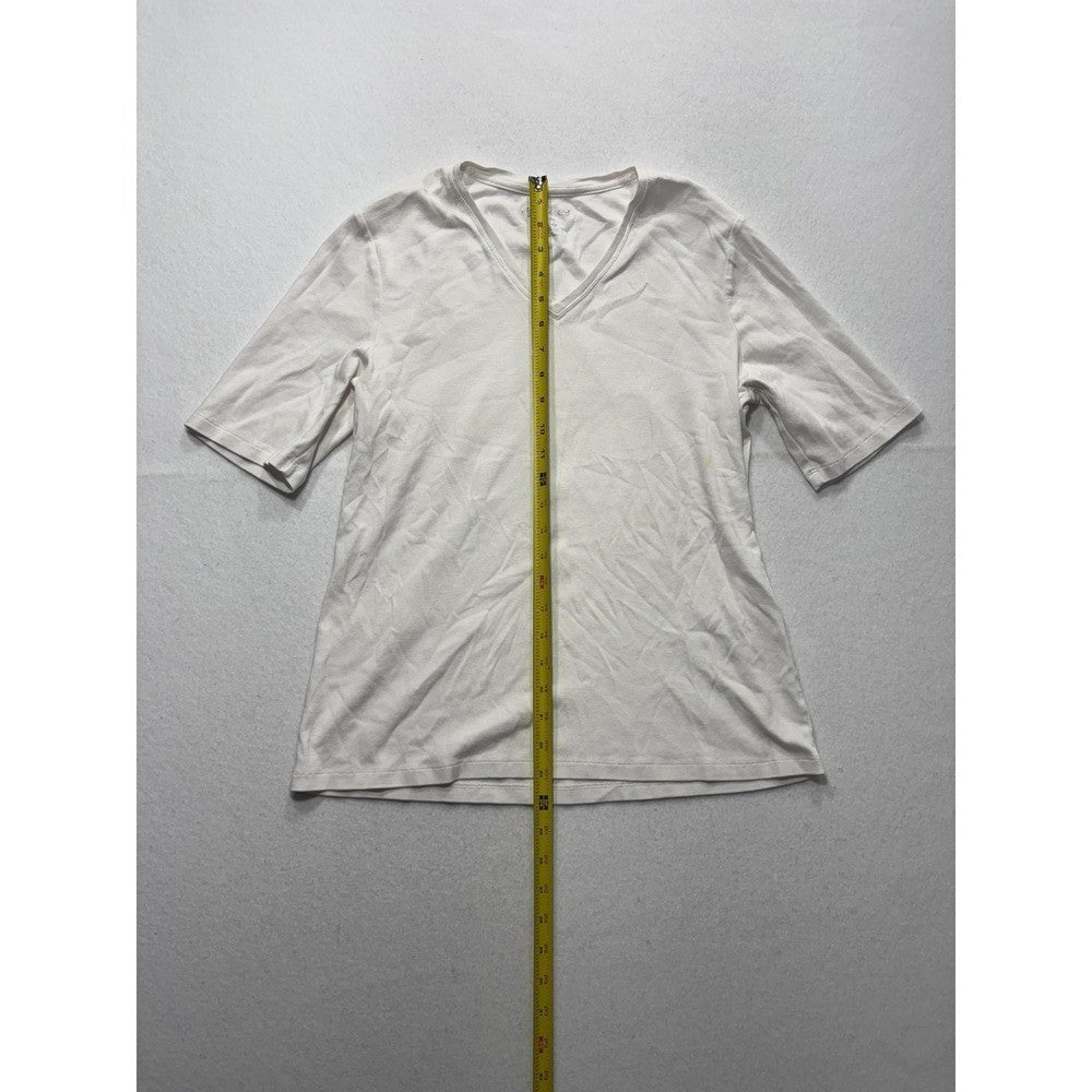 By Chico's Shirt Womens 1 White V Neck Short Sleeve Cotton Tee Basic Casual