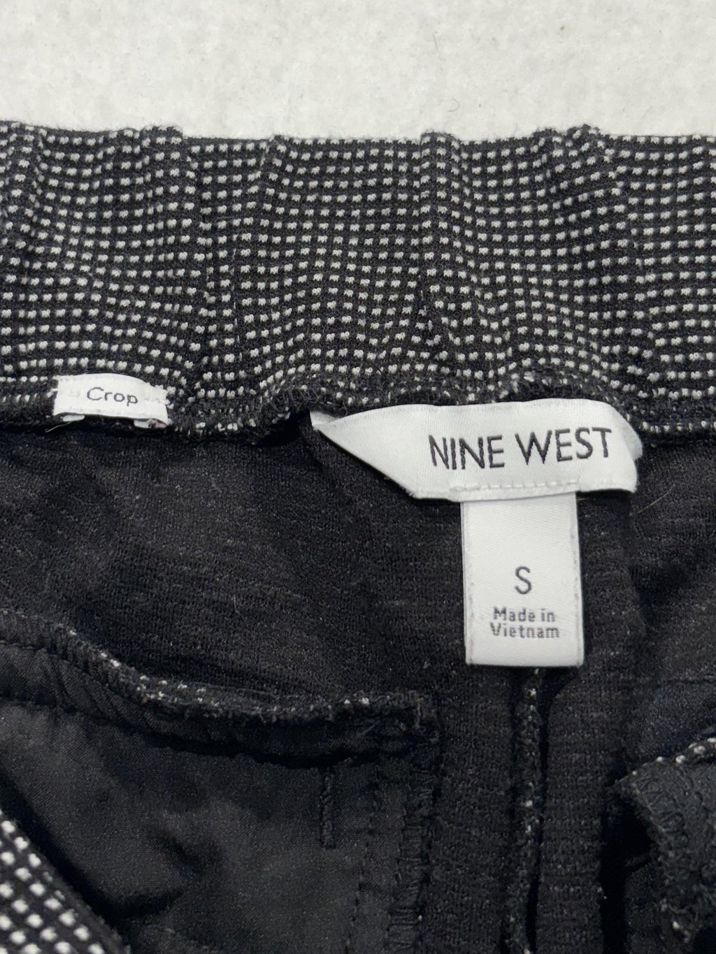 Nine West Dress Pants Womens Small Black Check Crop Tapered Knit Stretch