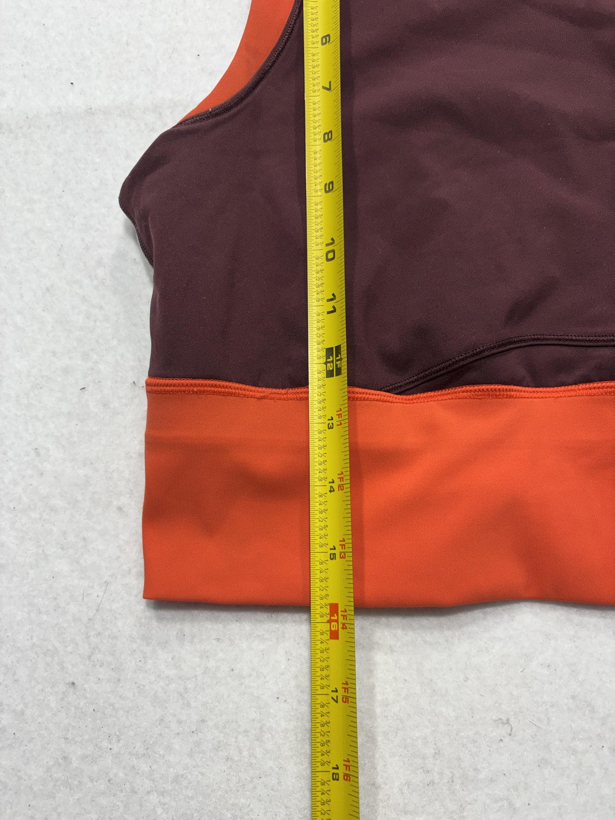 Lululemon Sports Bra Womens 10 Burgundy Orange Colorblock Longline Top Athletic