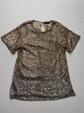 Cable & Gauge Blouse Womens Small Gold Sequin Short Sleeve Party Cocktail Top
