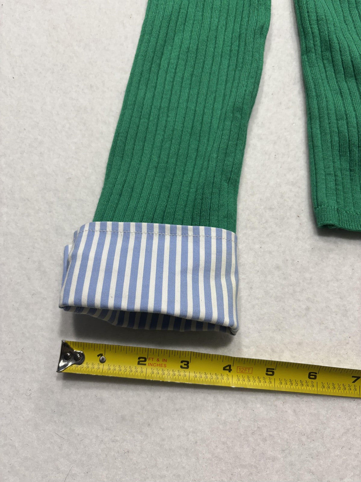 Maeve Cardigan Womens XXS Green Long Sleeve Button Front Knit Striped Cuff