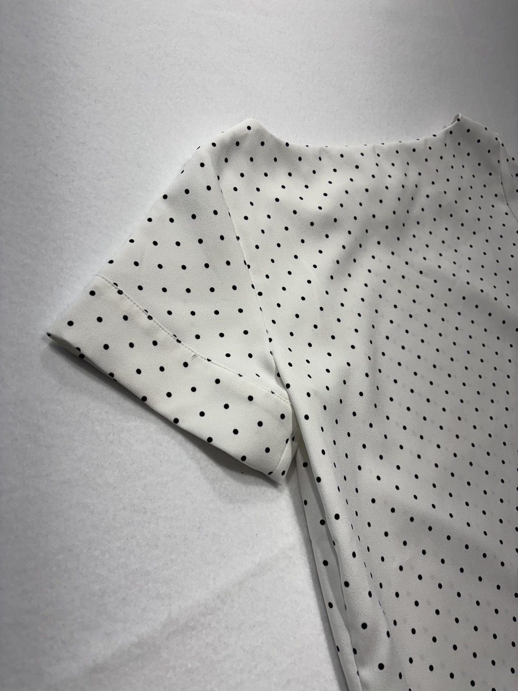 Banana Republic Blouse Womens S Petite White Polka Dot Boatneck Short Sleeve Top
