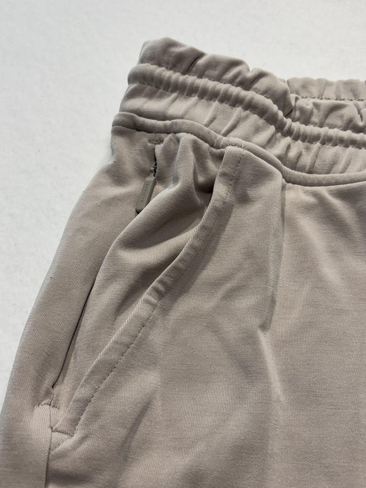 Athleta Pants Womens Large Beige Cropped Wide Leg Drawstring Jersey Lounge