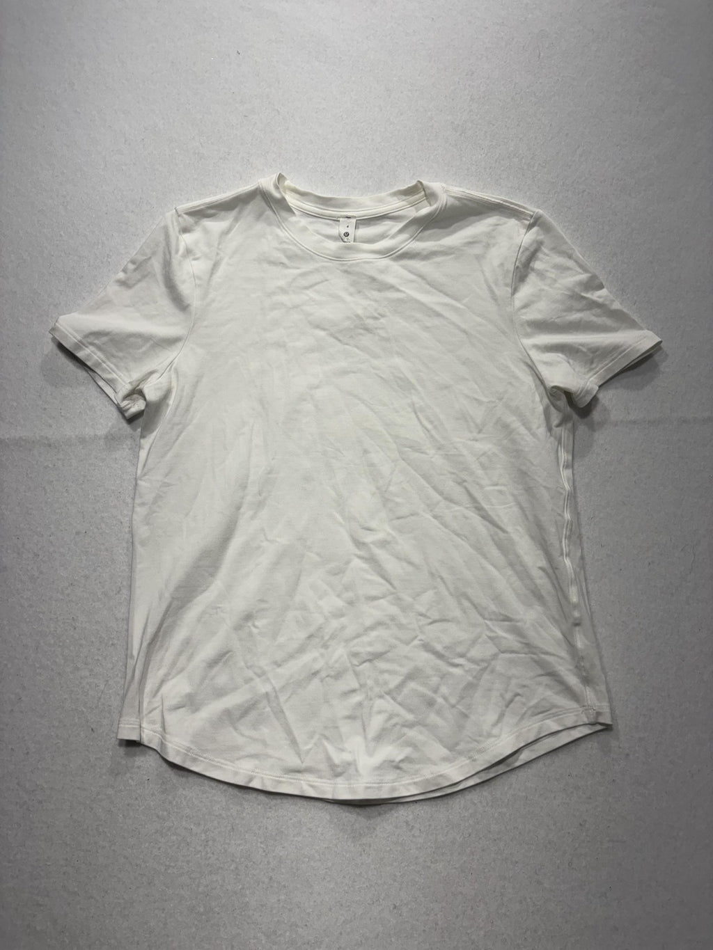 Lululemon Shirt Womens 4 White Crew Neck Short Sleeve Cotton Stretch Tee