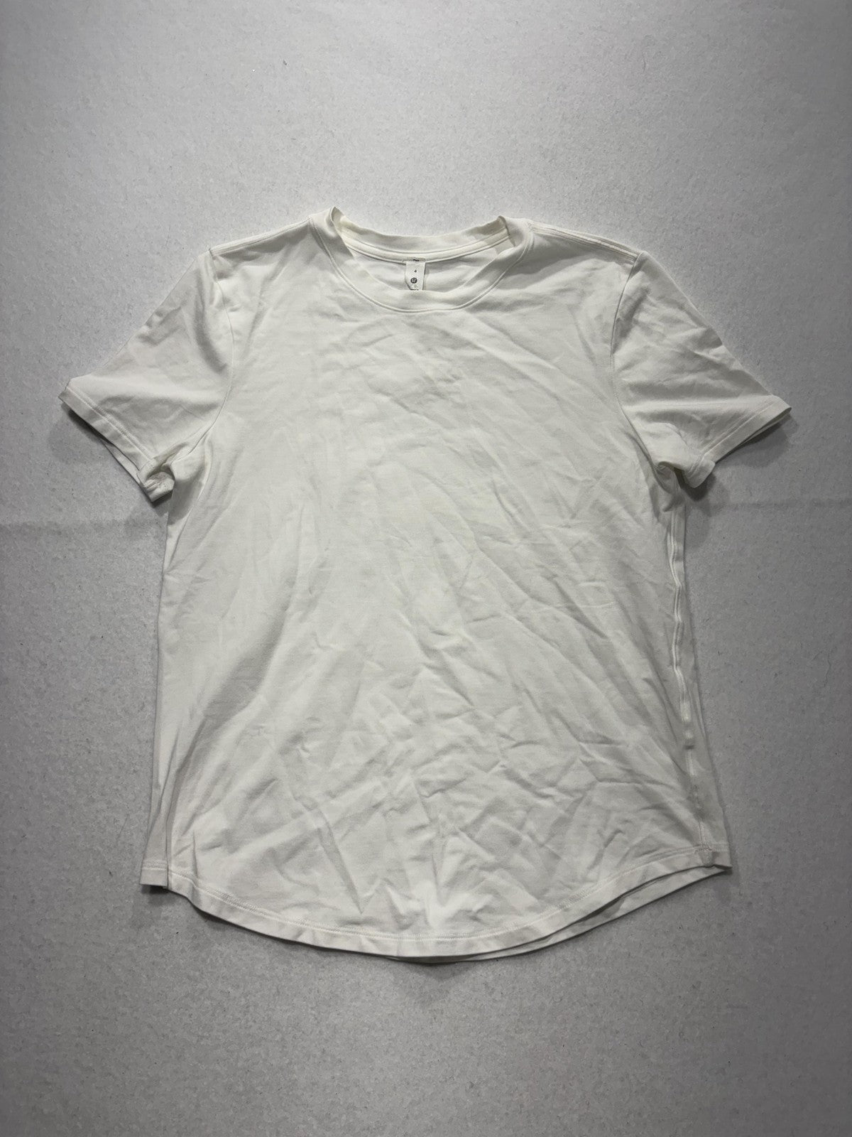 Lululemon Shirt Womens 4 White Crew Neck Short Sleeve Cotton Stretch Tee