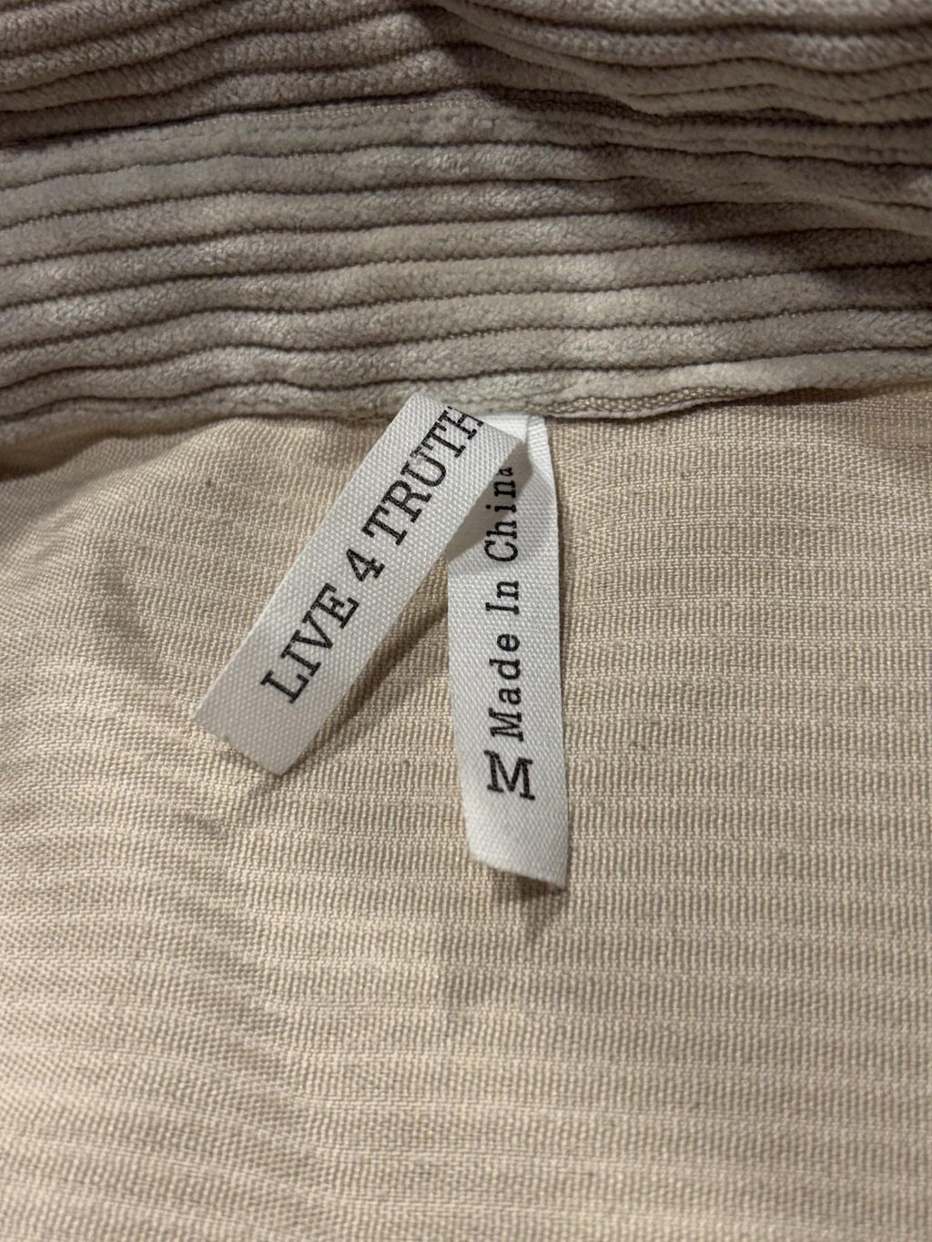 Live 4 Truth Shirt Dress Womens Medium Beige Corduroy Button Front Hi Low Hem