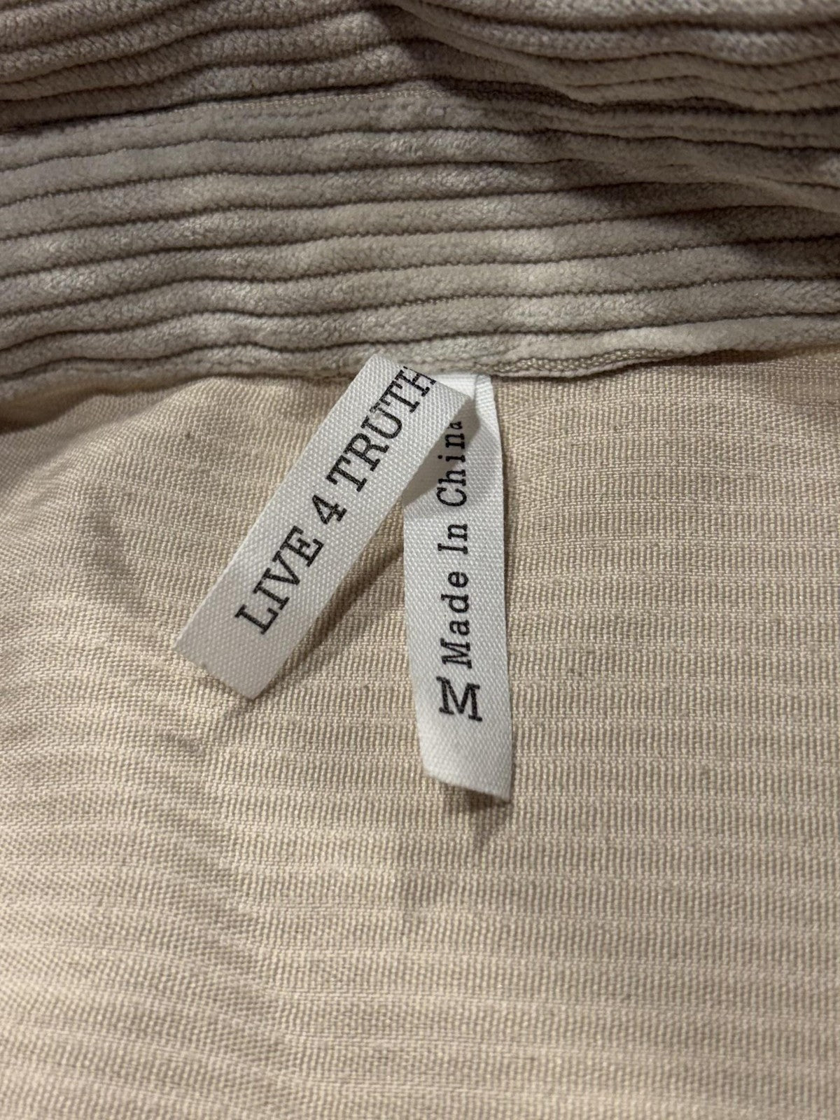 Live 4 Truth Shirt Dress Womens Medium Beige Corduroy Button Front Hi Low Hem