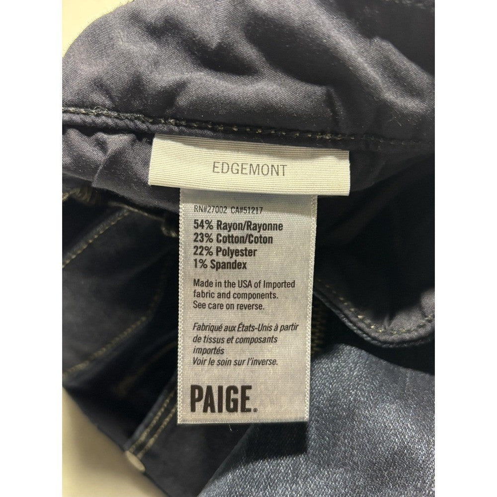Paige Edgemont Jeans Womens 31 Blue Dark Wash Mid Rise Ultra Skinny 31x29.5 Zips