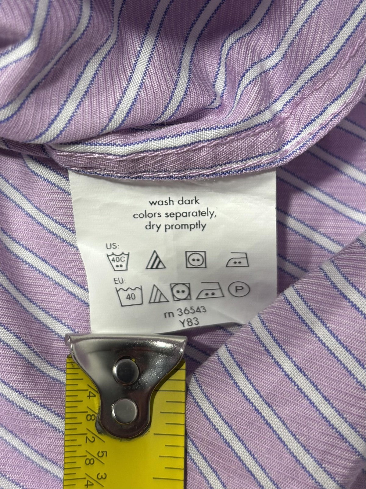 MICHAEL Michael Kors Dress Shirt Mens Large Purple Striped Long Sleeve Slim Fit