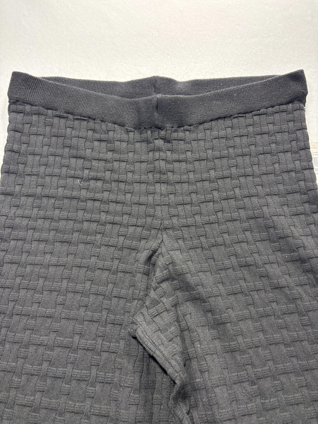 Ellen Tracy Pants Womens XL Black Textured Knit Wide Leg Cropped Pull On