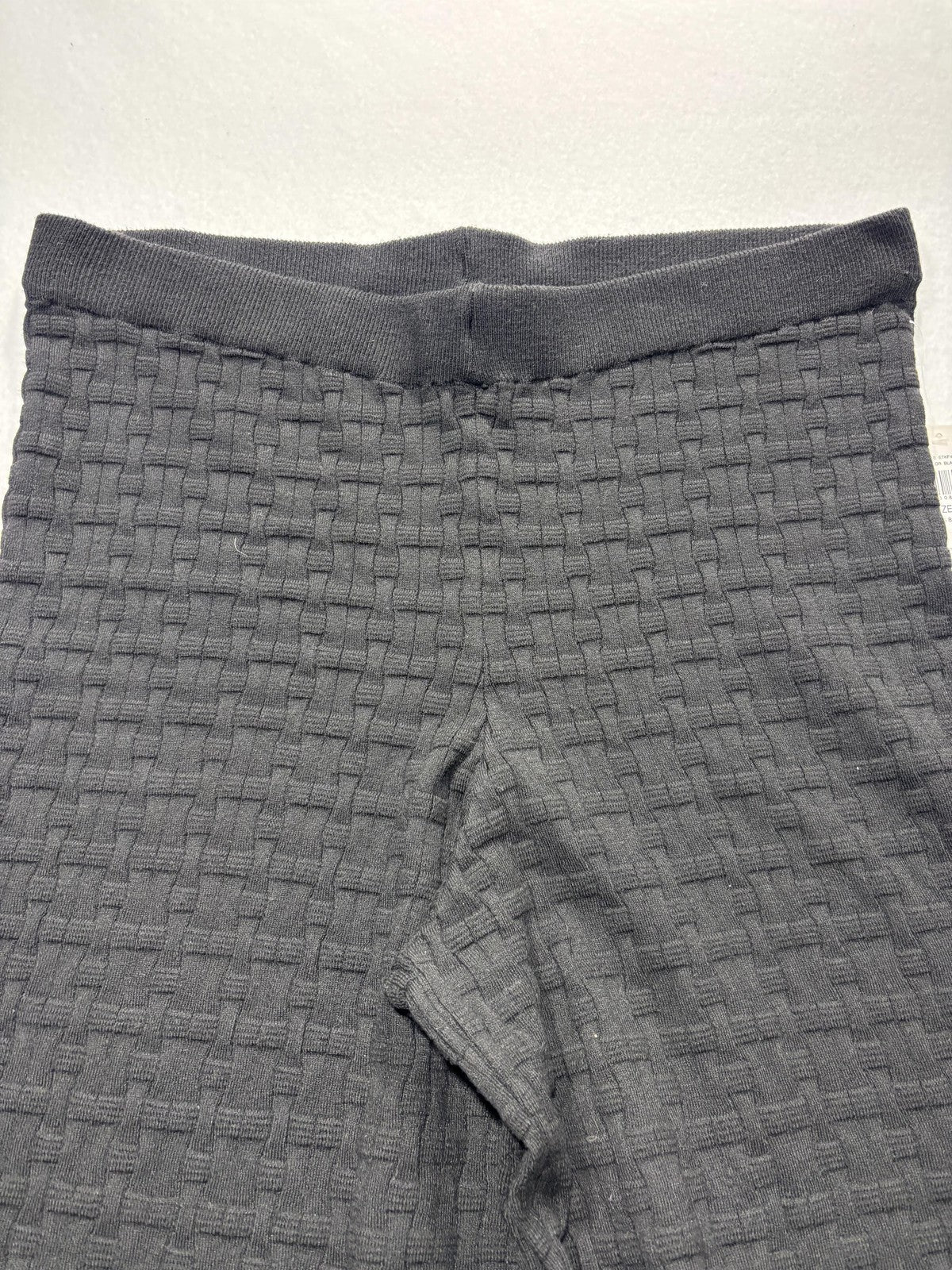 Ellen Tracy Pants Womens XL Black Textured Knit Wide Leg Cropped Pull On