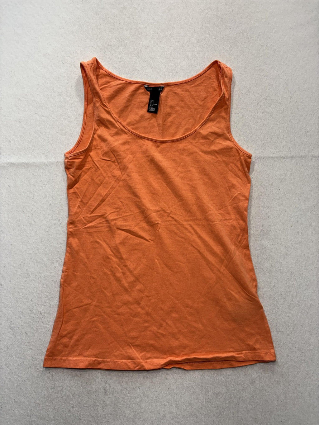 H&M Tank Top Womens L Orange Scoop Neck Jersey Basic Casual Stretch 0239138 1