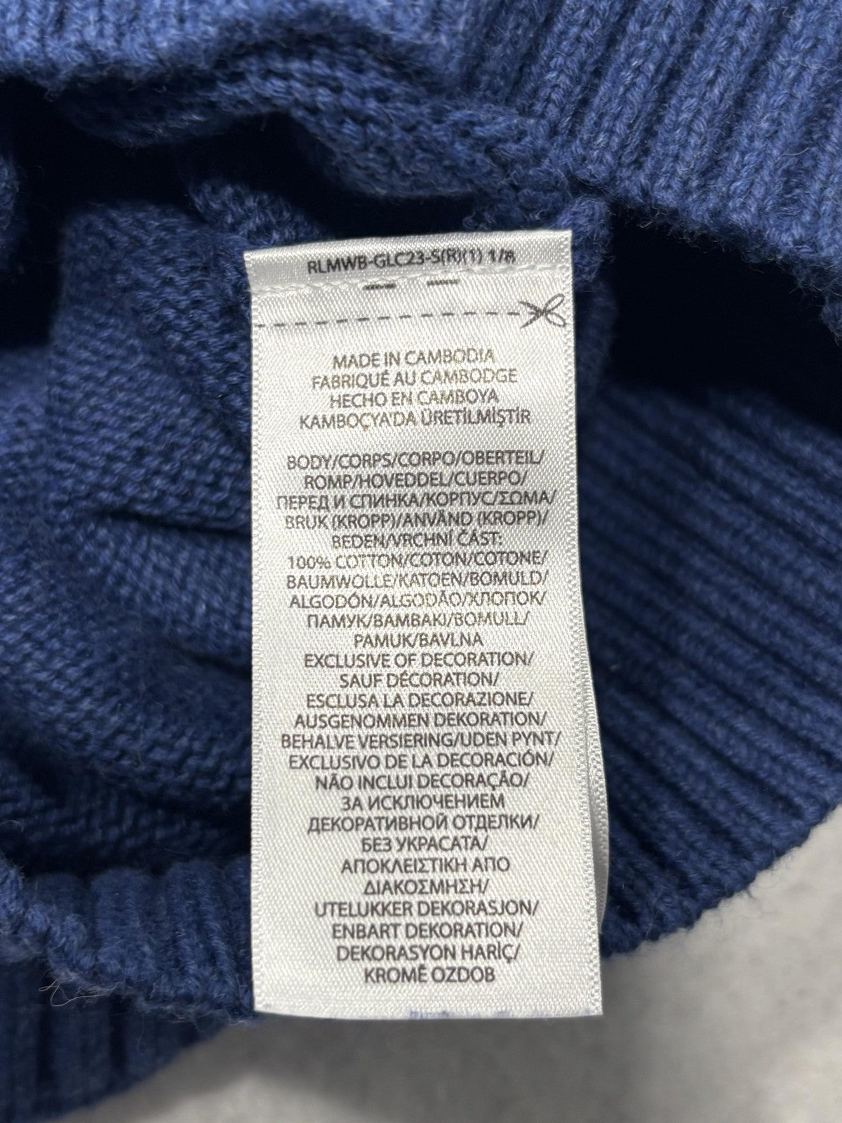 Polo Ralph Lauren Sweater Mens Small Blue Cotton Knit Crew Neck Pullover RLMWB