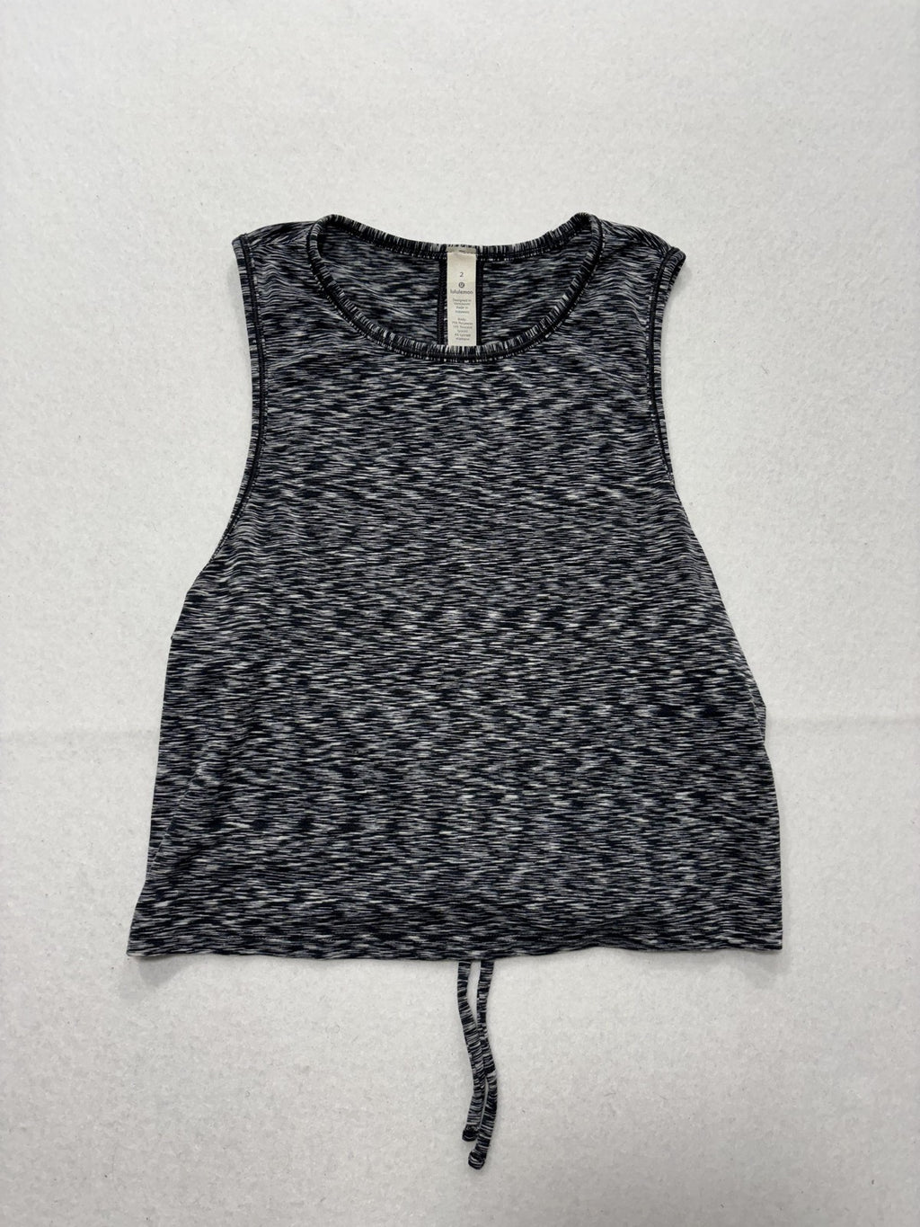 Lululemon Tank Womens 2 Gray Cropped Tie Hem Sleeveless Athletic Top Workout