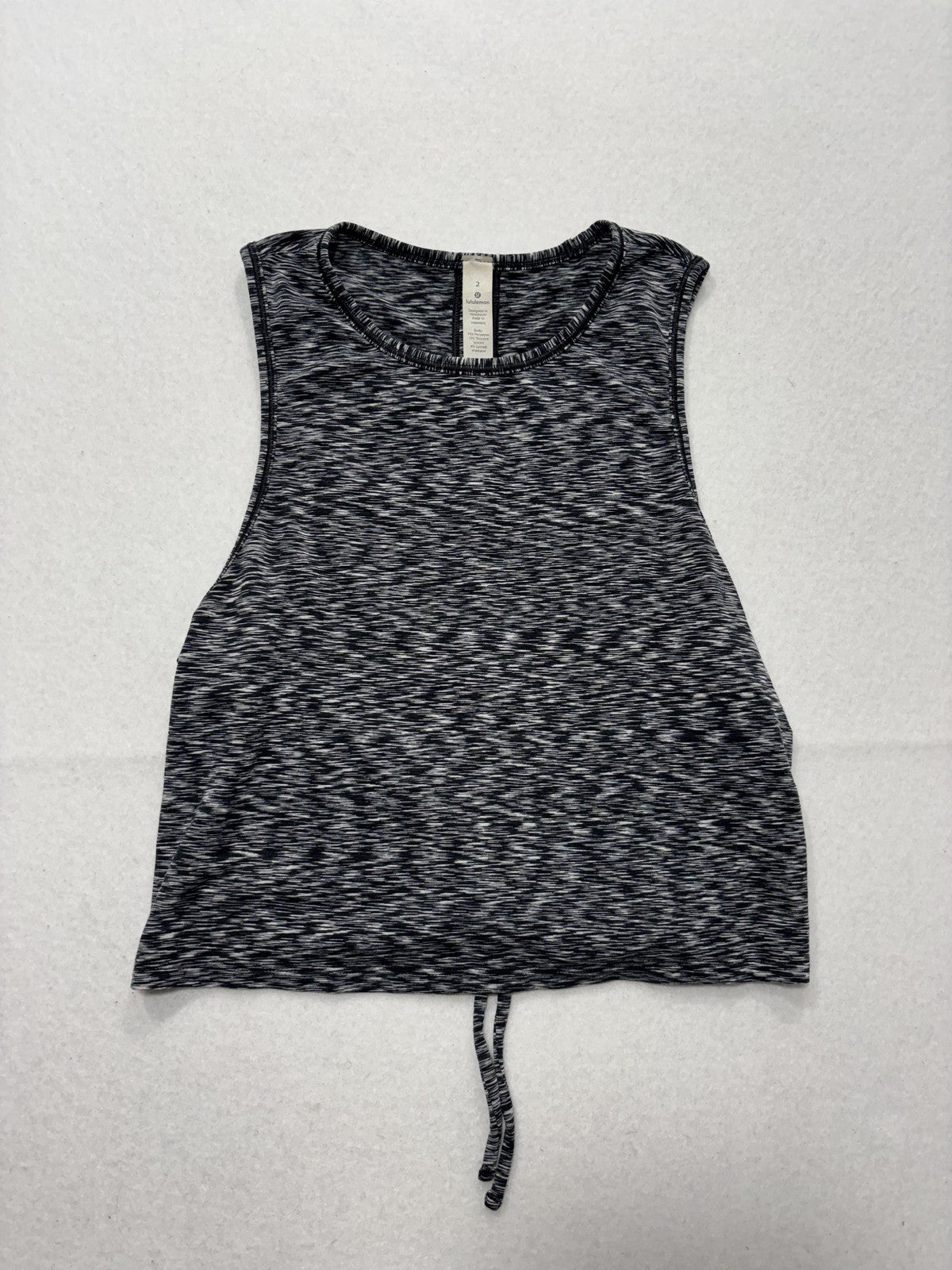 Lululemon Tank Womens 2 Gray Cropped Tie Hem Sleeveless Athletic Top Workout