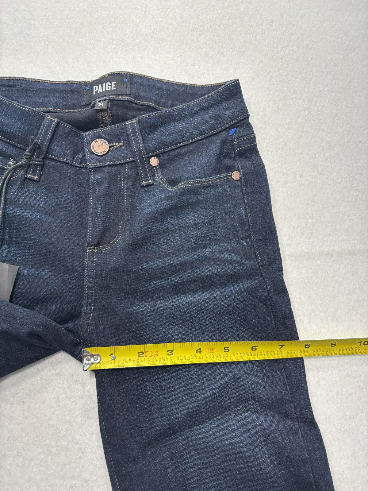 Paige Manhattan Jeans Womens 24 Blue Dark Wash Mid Rise Slim Boot 24x31 Stretch
