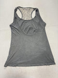 Tank Top Womens L Gray Scoop Neck Lace Racerback Knot Hem Summer Casual Stretch