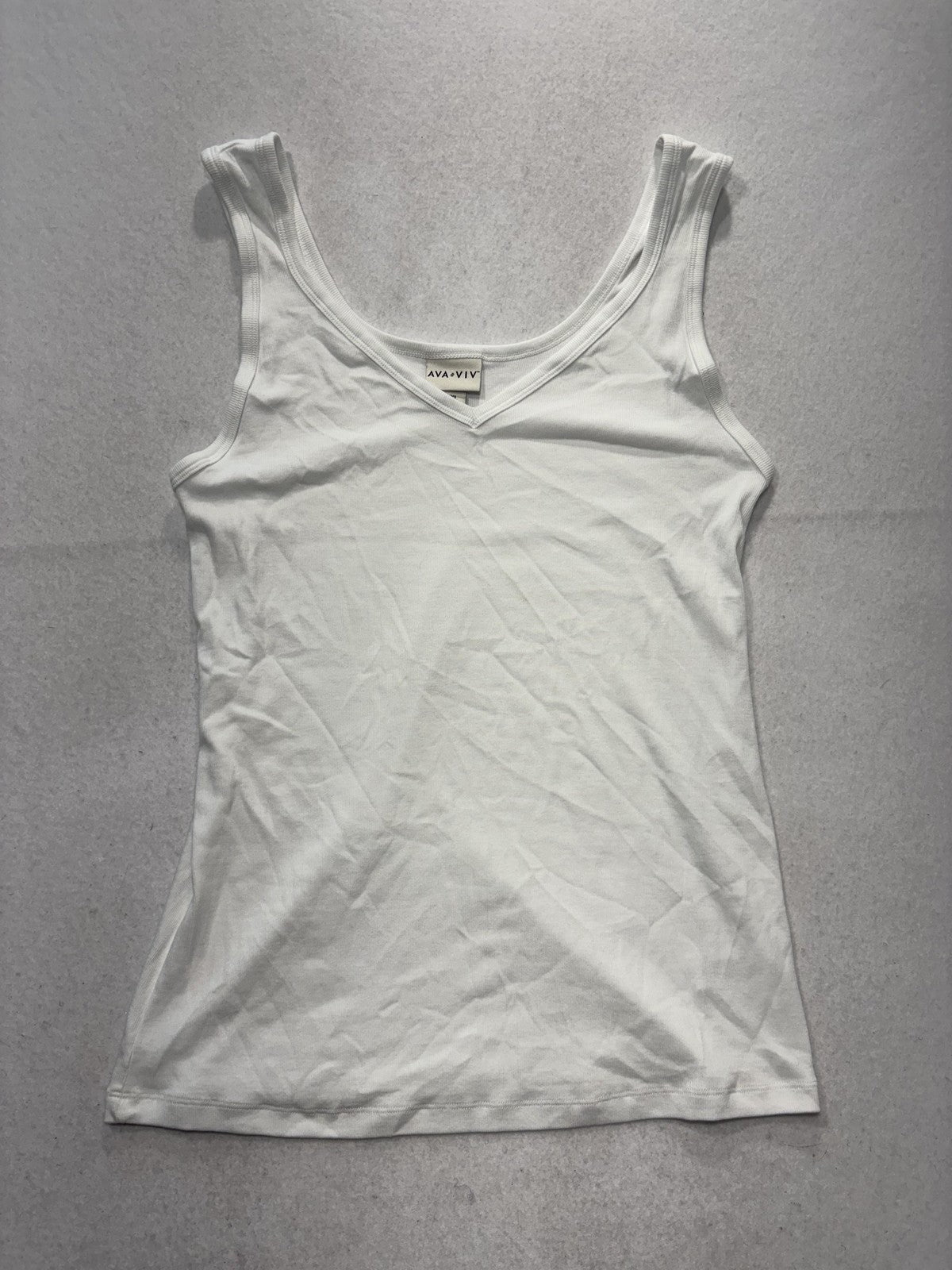 Ava & Viv Tank Top Womens 2XL White Scoop Neck Ribbed Jersey Basic VN1042782