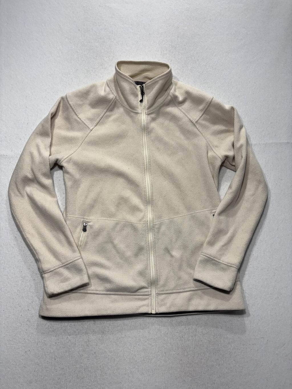 REI Jacket Womens Large White Fleece Full Zip Stand Collar Hiking Casual