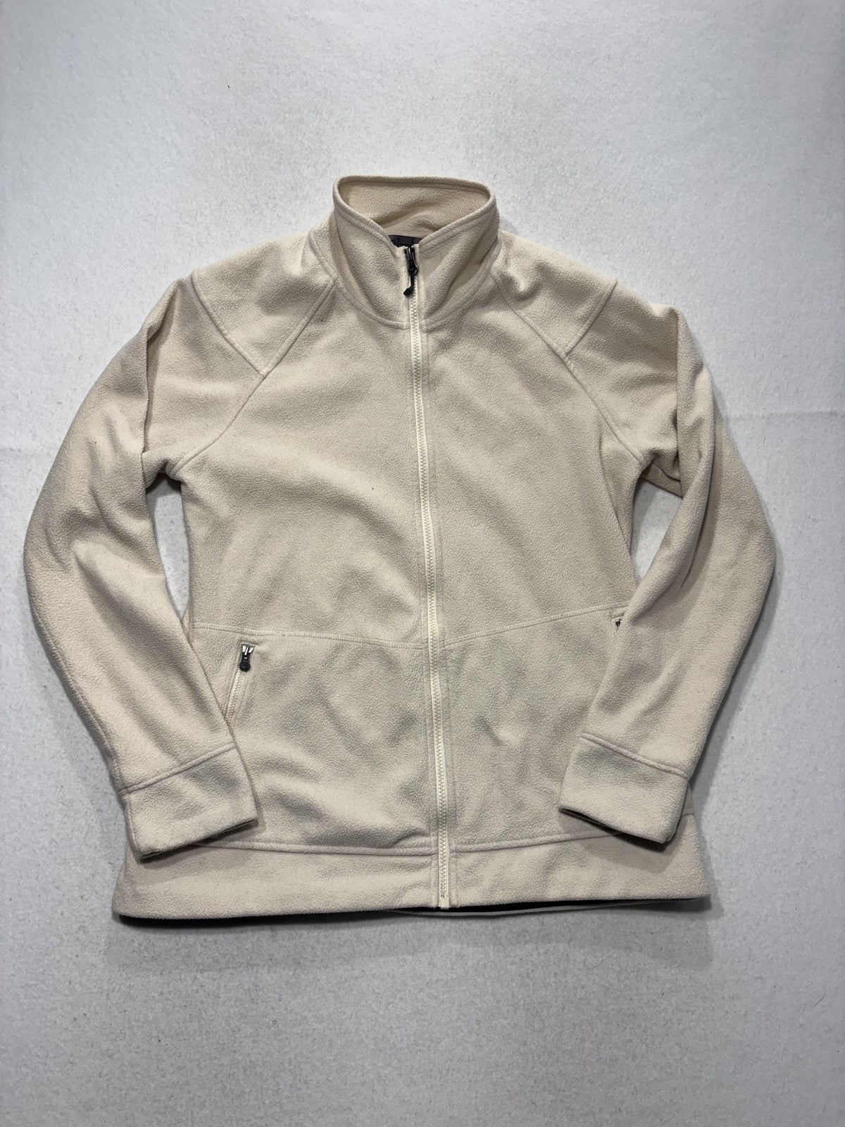 REI Jacket Womens Large White Fleece Full Zip Stand Collar Hiking Casual