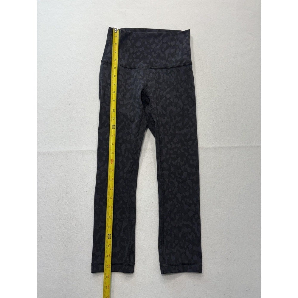 Lululemon Leggings Womens 4 Black Camo High Rise Cropped 23" Inseam Yoga Stretch