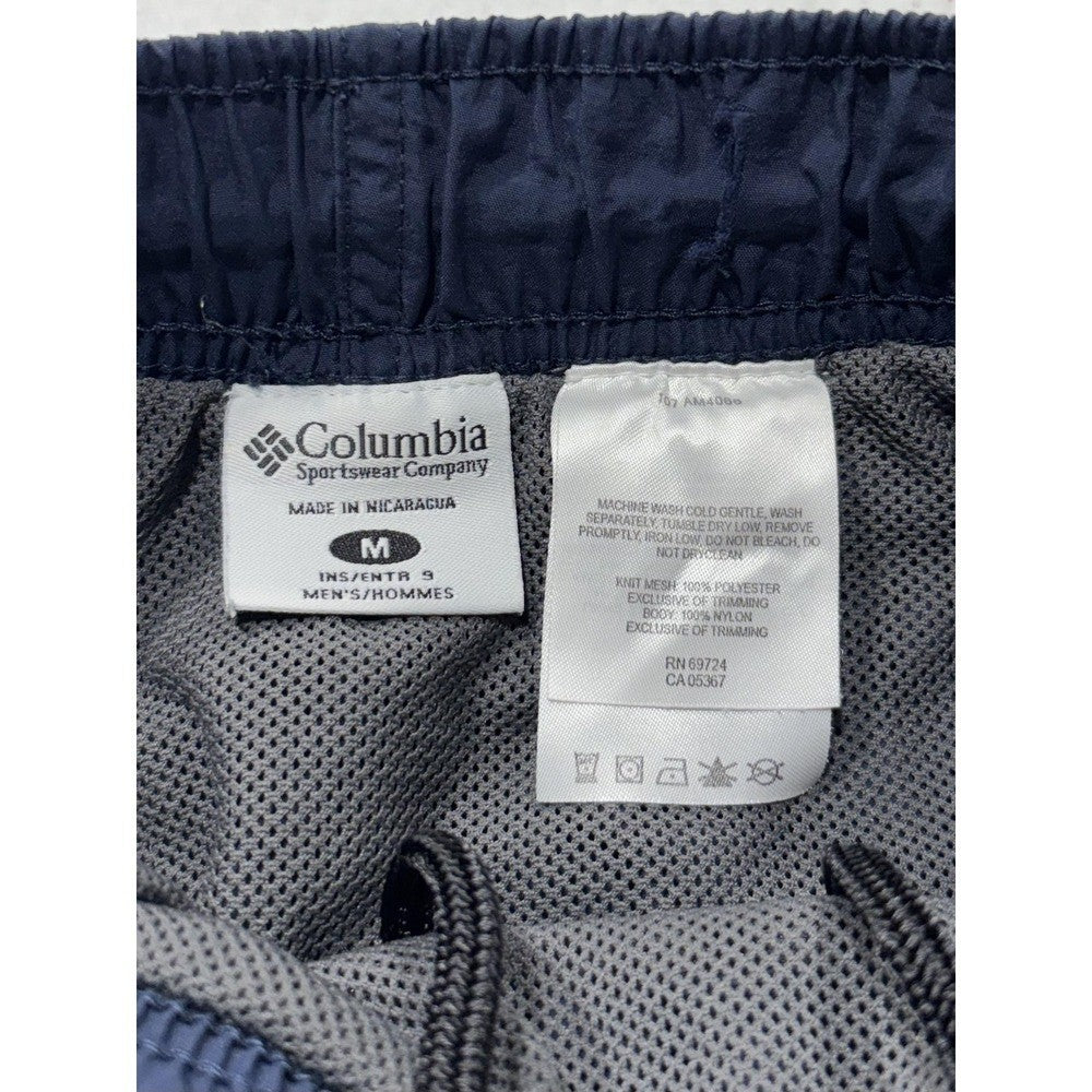 Columbia Mens Medium Blue Swim Shorts Elastic Waist Quick Dry Lined Cargo Trunks