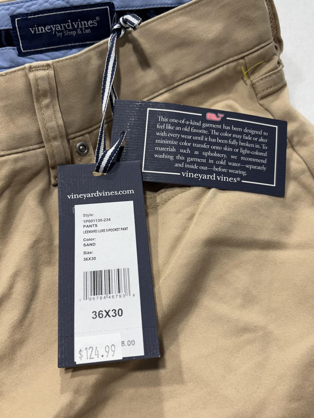 Vineyard Vines Chino Pants Mens 36x30 Beige Leeward Luxe 5-Pocket Stretch Casual