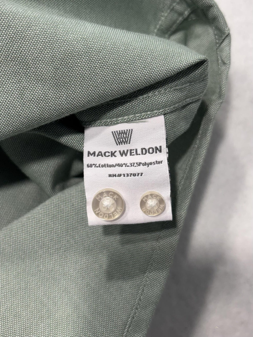 Mack Weldon Shirt Mens 2XL Green Oxford Long Sleeve Button Up Performance Casual