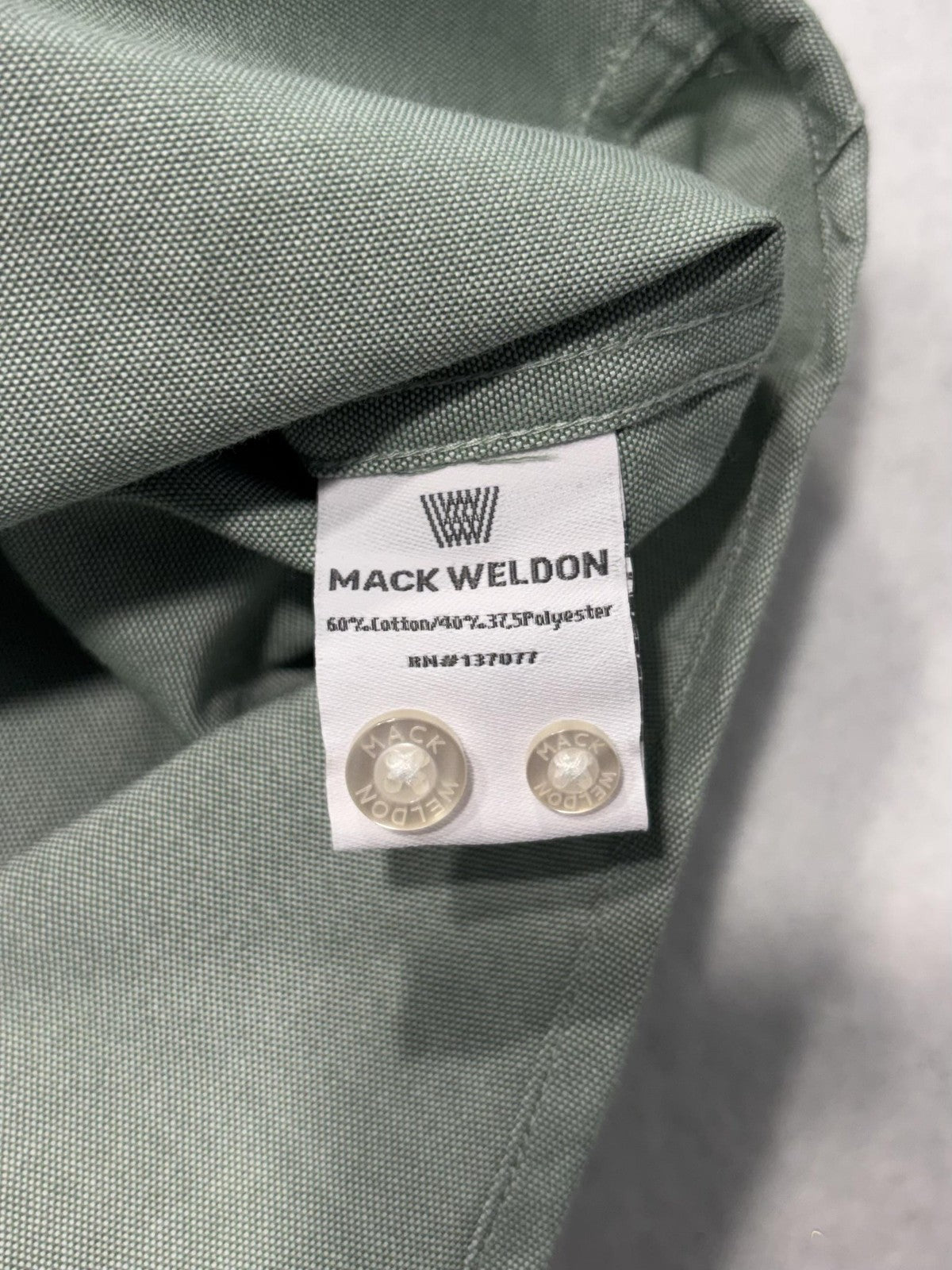 Mack Weldon Shirt Mens 2XL Green Oxford Long Sleeve Button Up Performance Casual