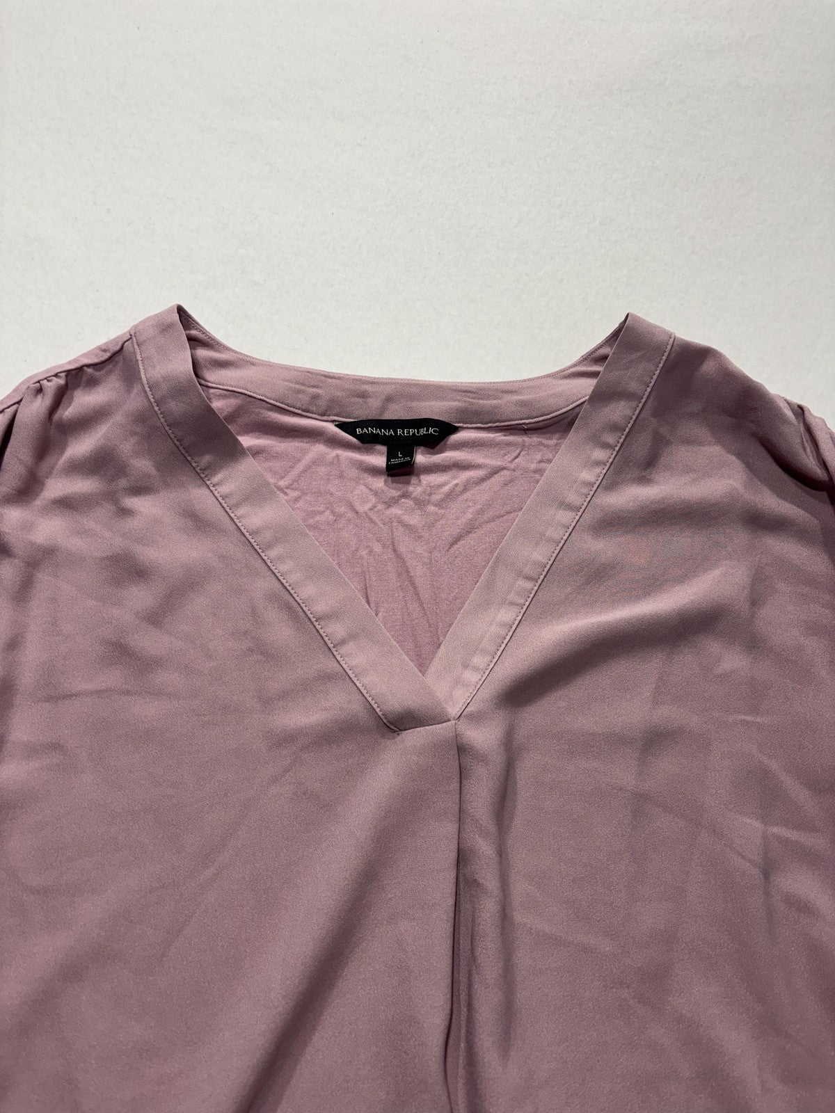 Banana Republic Blouse Womens Large Pink V Neck Cap Sleeve Lightweight Jersey