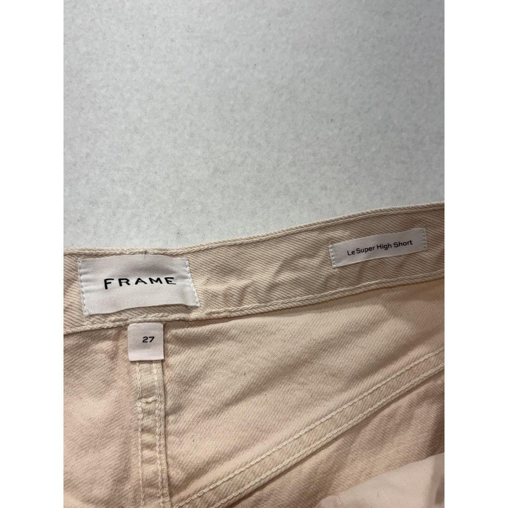 FRAME Shorts Womens 27 Beige Le Super High Short Cut Off Raw Hem Denim Summer