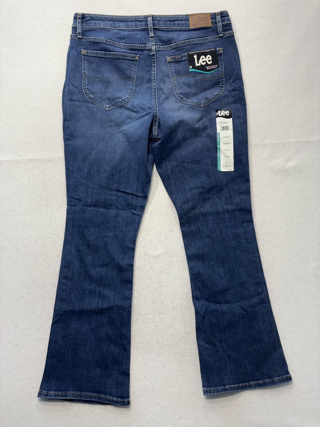 Lee Jeans Womens 14P Blue Medium Wash Mid Rise Bootcut Regular Stretch 33x29