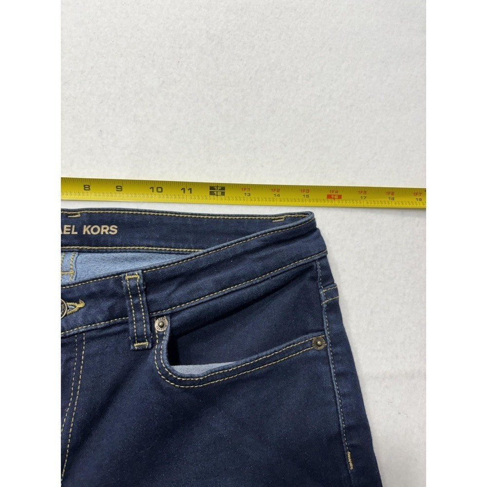Michael Kors Izzy Skinny Jeans Womens 10 Blue Dark Wash Mid Rise Stretch 32x28