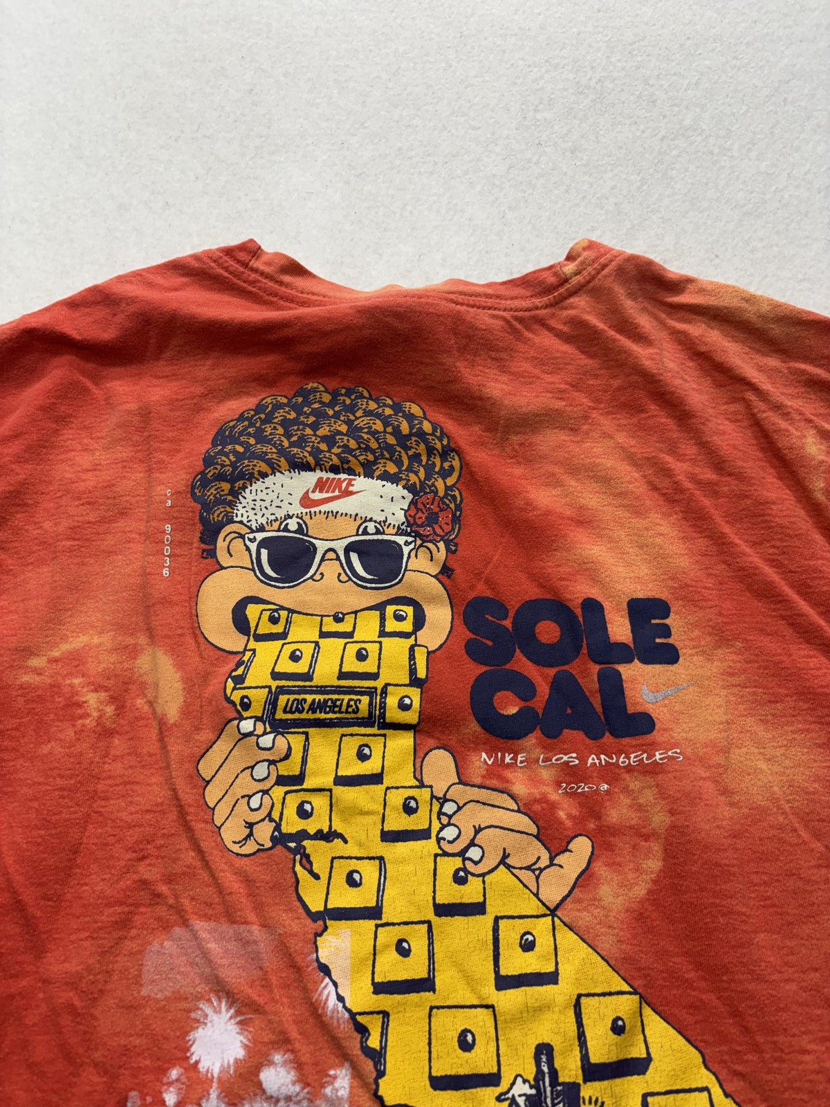 Nike Shirt Mens 2XL Orange Tie Dye Sole Cal Los Angeles California Graphic Tee