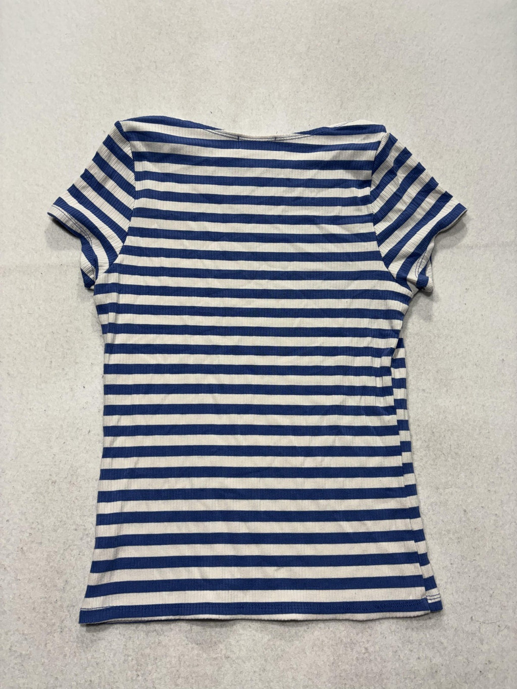 Frankee & Skylarr Womens L Blue Stripe Boat Neck Short Sleeve Tee TY70411-ROS
