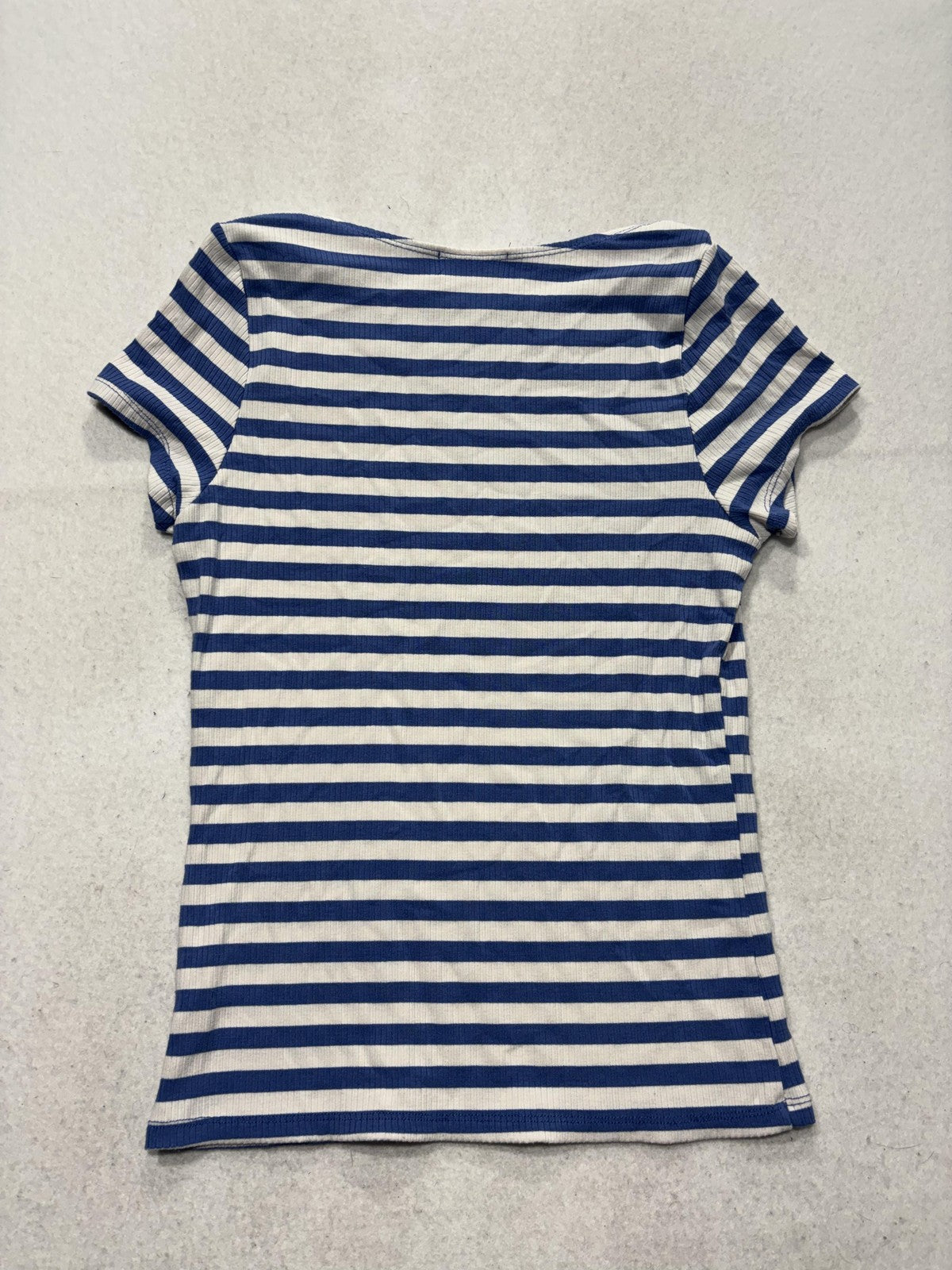 Frankee & Skylarr Womens L Blue Stripe Boat Neck Short Sleeve Tee TY70411-ROS
