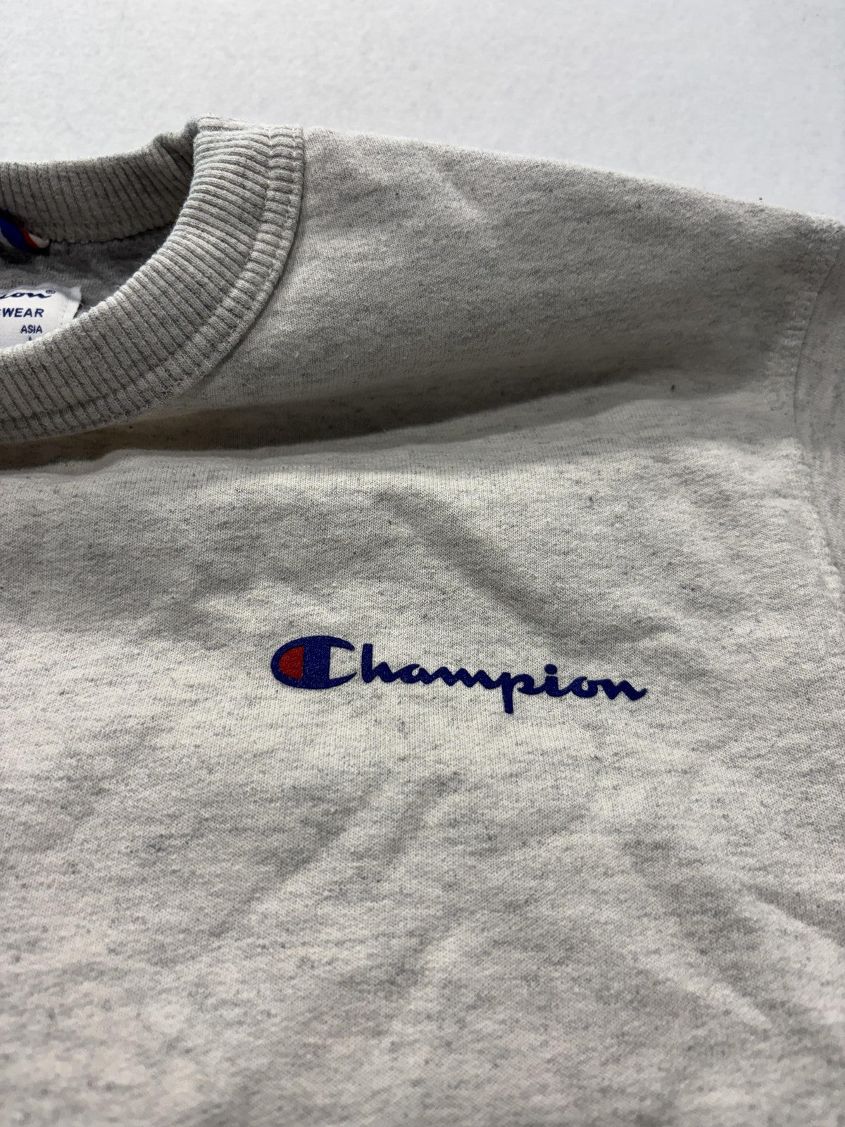 Champion Sweatshirt Mens Small Gray Fleece Crew Neck Logo Pullover GF88H K74