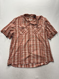 Wrangler Shirt Mens XL Orange Plaid Short Sleeve Button Up Casual Pockets