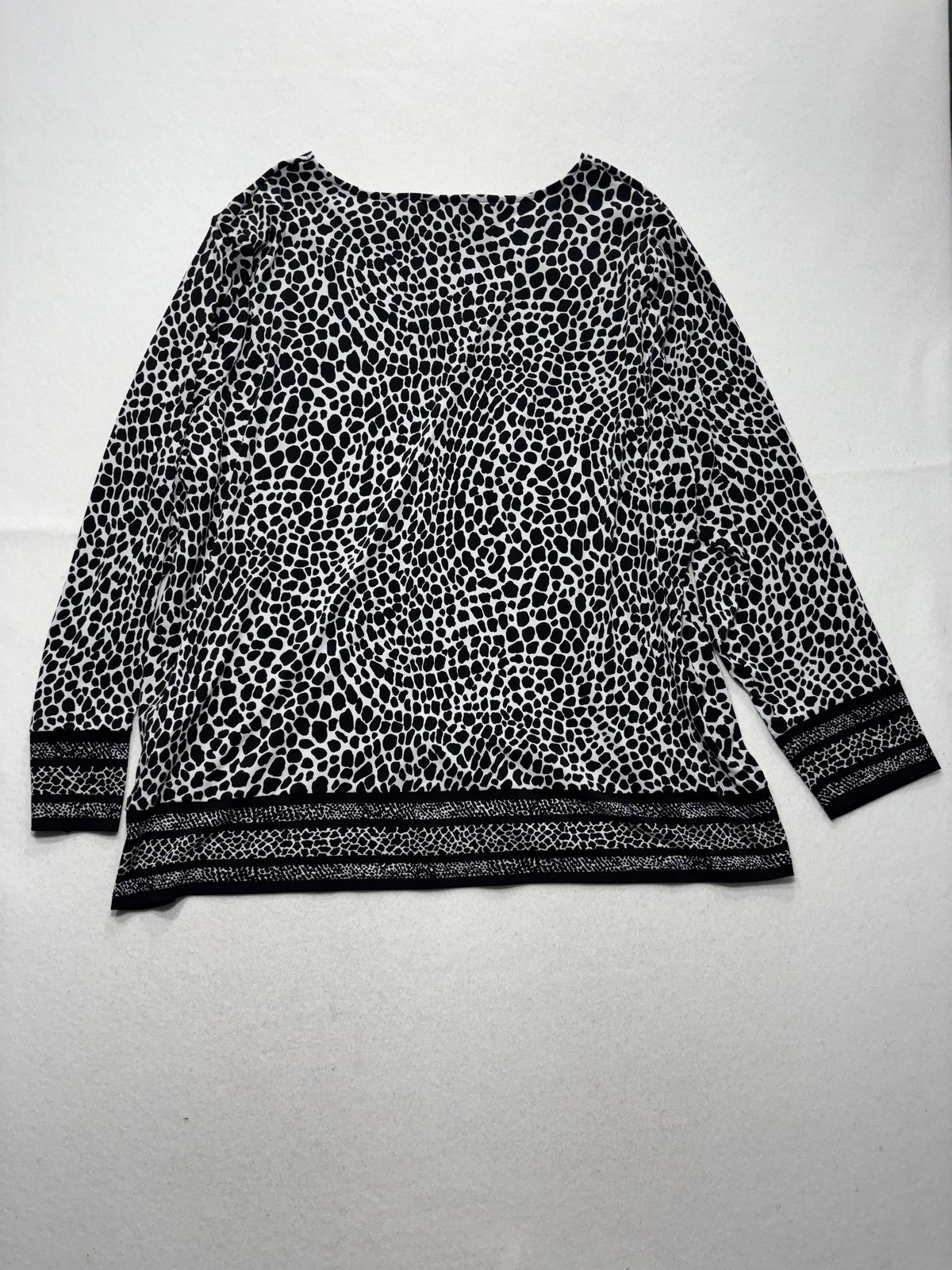 MICHAEL Michael Kors Blouse Womens 3X Black Animal Print Scoop Neck Tunic Top